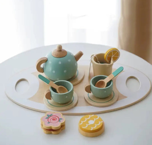 Juego de té de madera para niños, Juego de roles Montessori