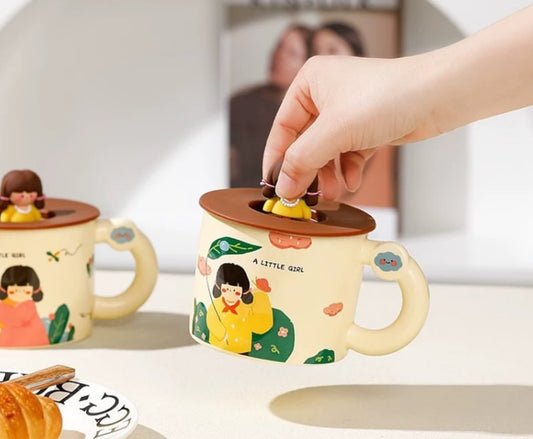 Tazón de cerámica diseño niña kawaii