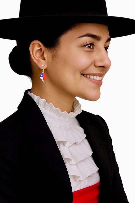 Aros Bandera Chilena de plata y arcilla polimérica