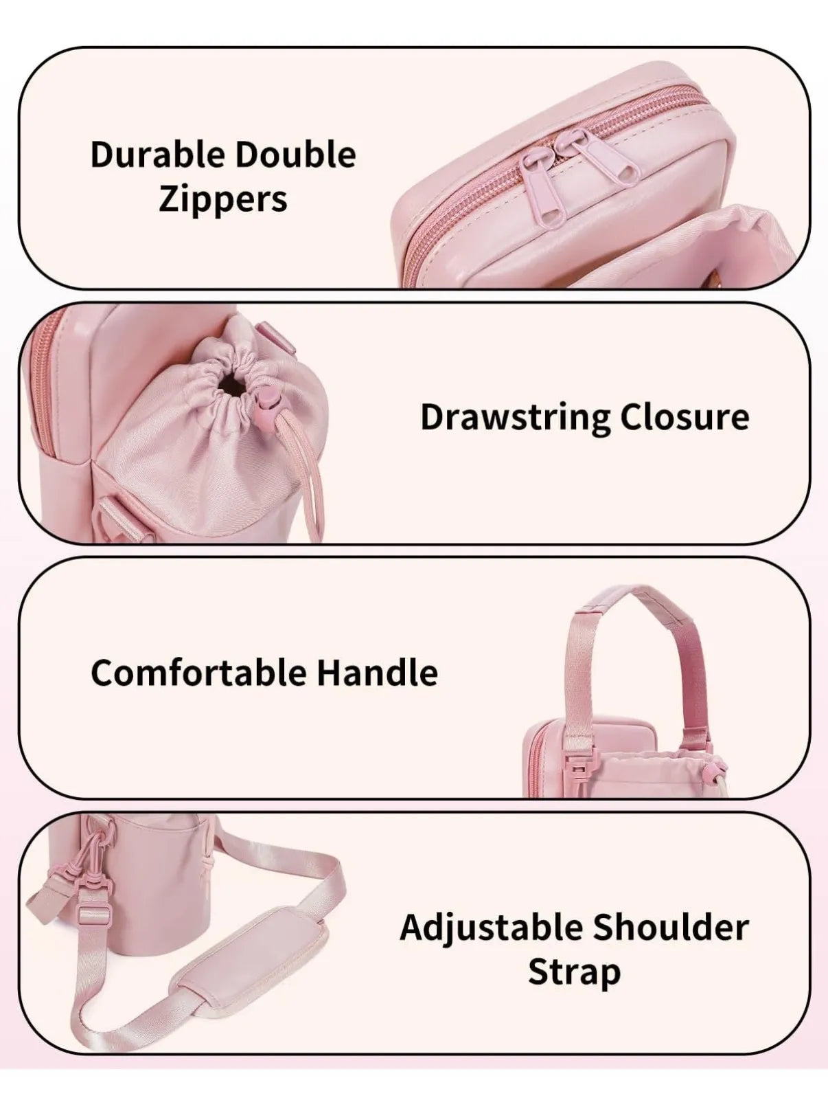 Bolso Gym mujer para articulos personales y botella de agua