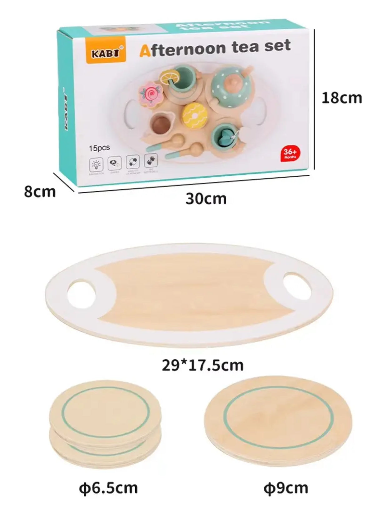 Juego de té de madera para niños, Juego de roles Montessori