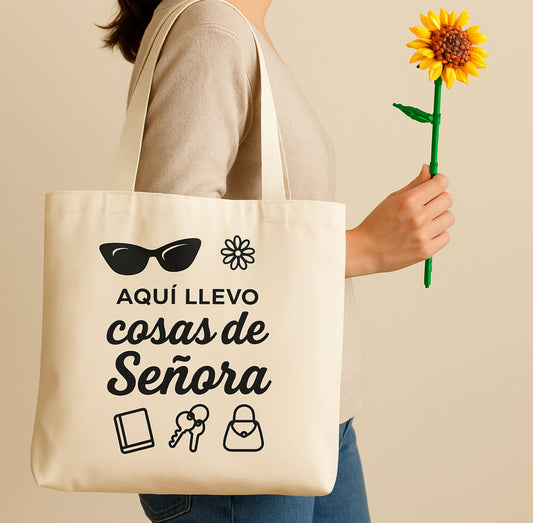 Bolsa de tela grande 50x40 Llevo Cosas de Señora