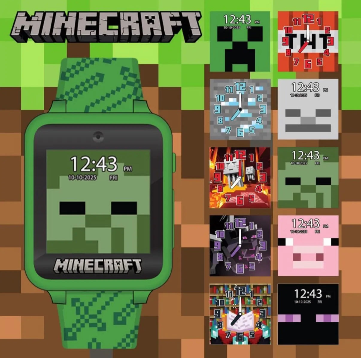 Reloj interactivo Accutime diseño Minecraft