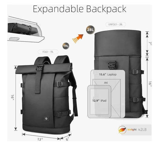 Mochila impermeable HK extensible 25litros Negra