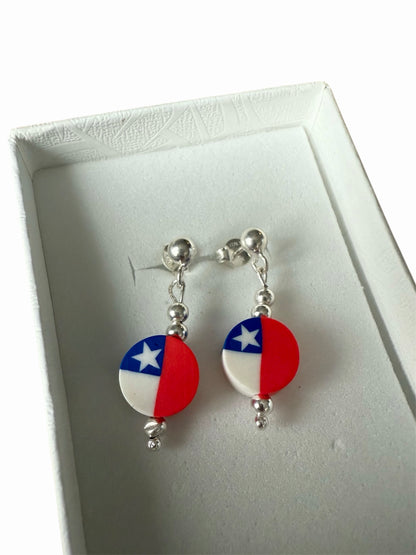 Aros Bandera Chilena de plata y arcilla polimérica