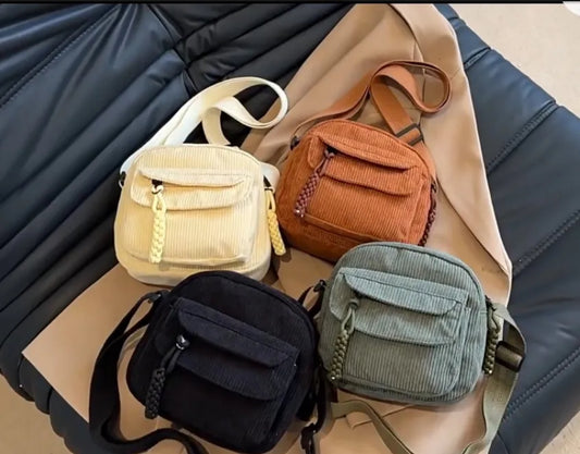 Bolso bandolera de tela tipo cotelé