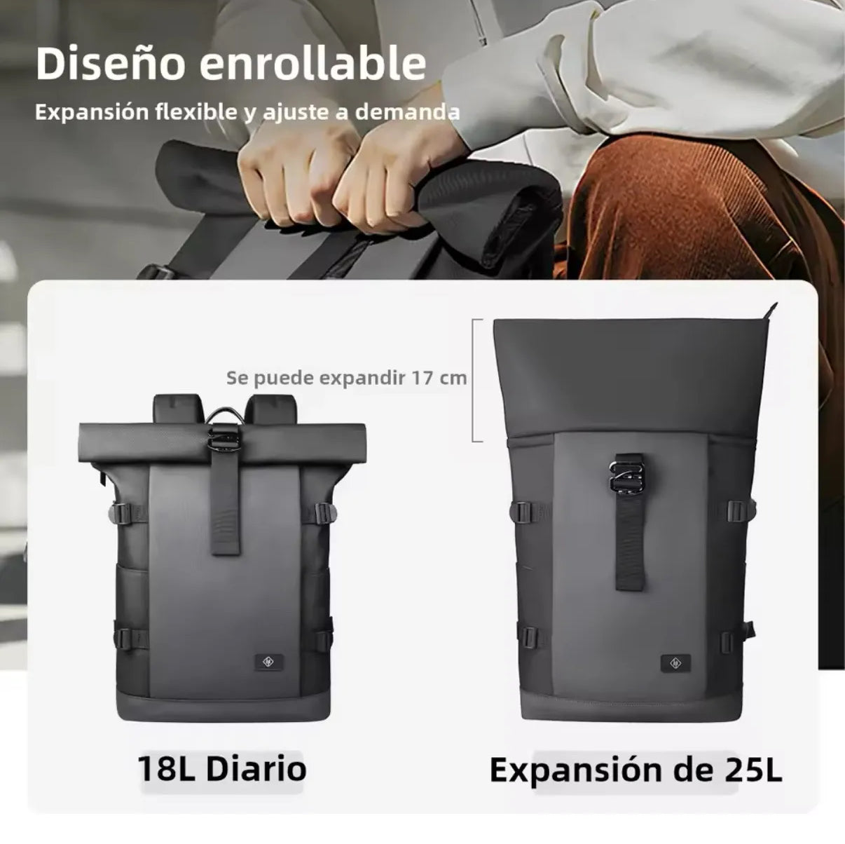 Mochila impermeable HK extensible 25litros Negra