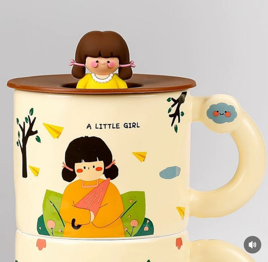 Tazón de cerámica diseño niña kawaii
