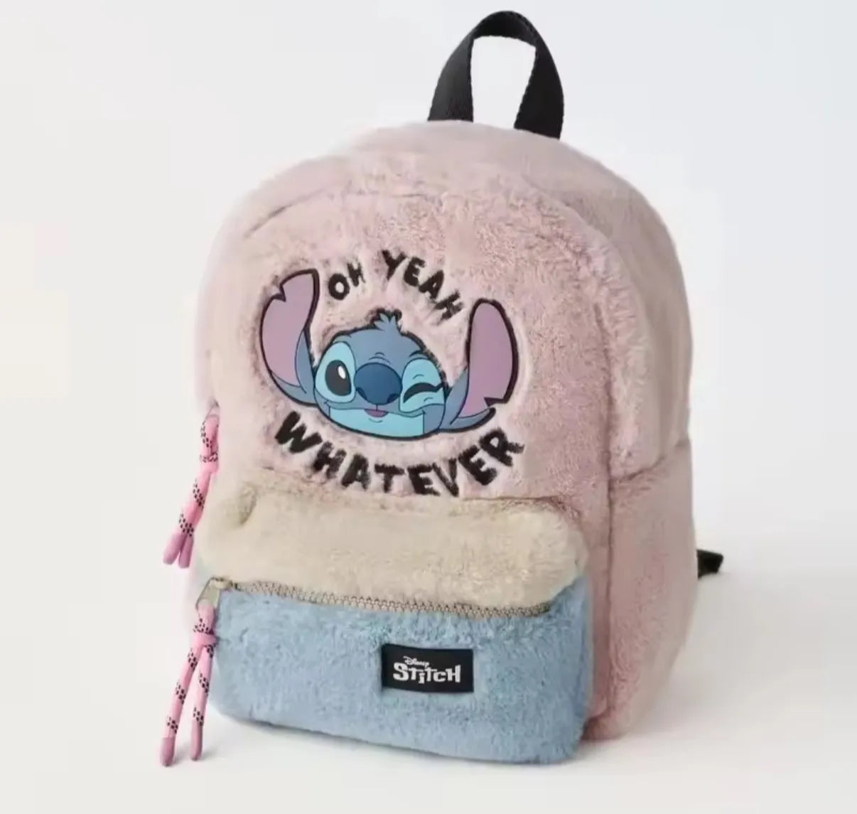 Mochila pequeña de felpa diseño Whatever Rosa