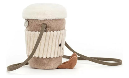 Peluche porta café Coffee to Go con cierre y correa portátil 17x9cm