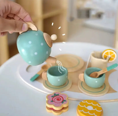 Juego de té de madera para niños, Juego de roles Montessori