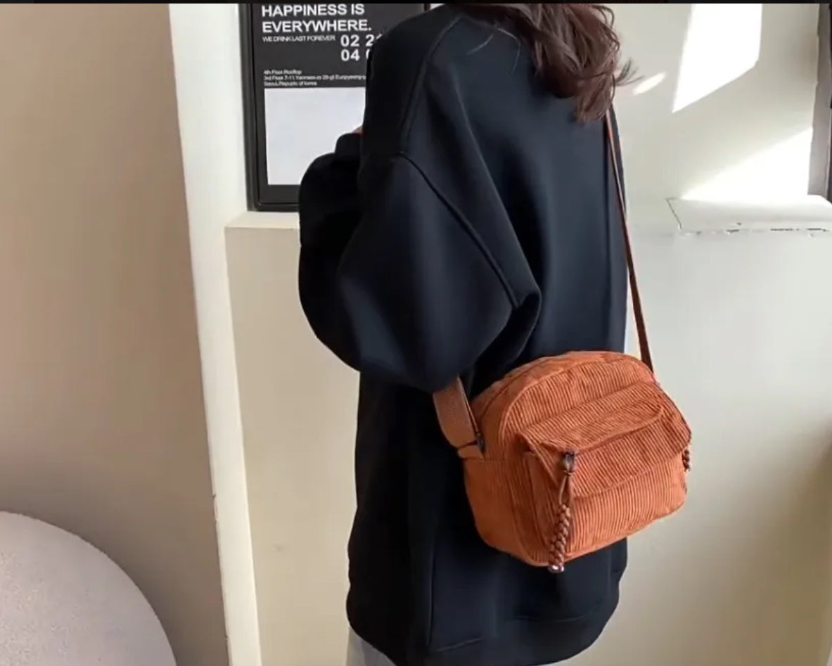Bolso bandolera de tela tipo cotelé