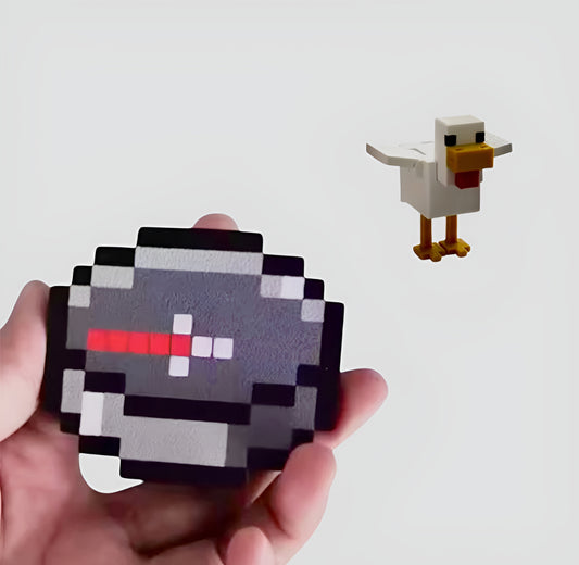 Brújula Minecraft con carga usb + figura Lava Chicken 3D