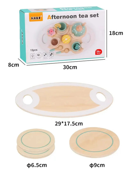 Juego de té de madera para niños, Juego de roles Montessori