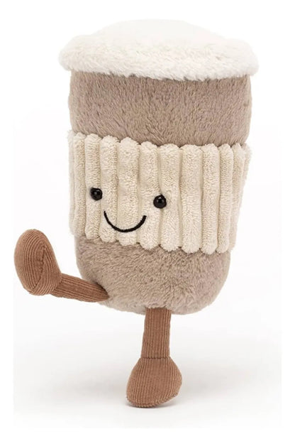 Peluche porta café Coffee to Go con cierre y correa portátil 17x9cm