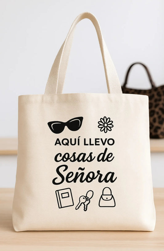 Bolsa de tela grande 50x40 Llevo Cosas de Señora