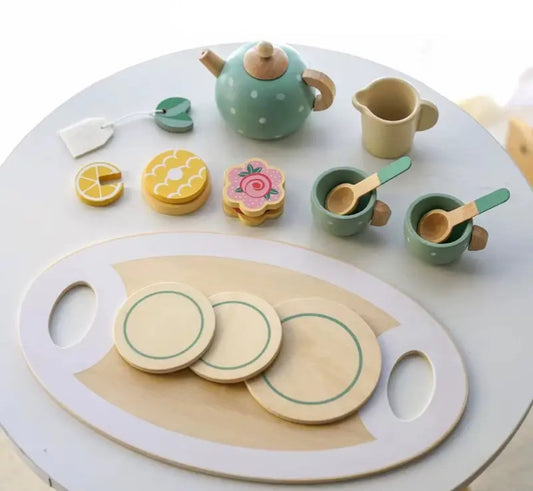 Juego de té de madera para niños, Juego de roles Montessori