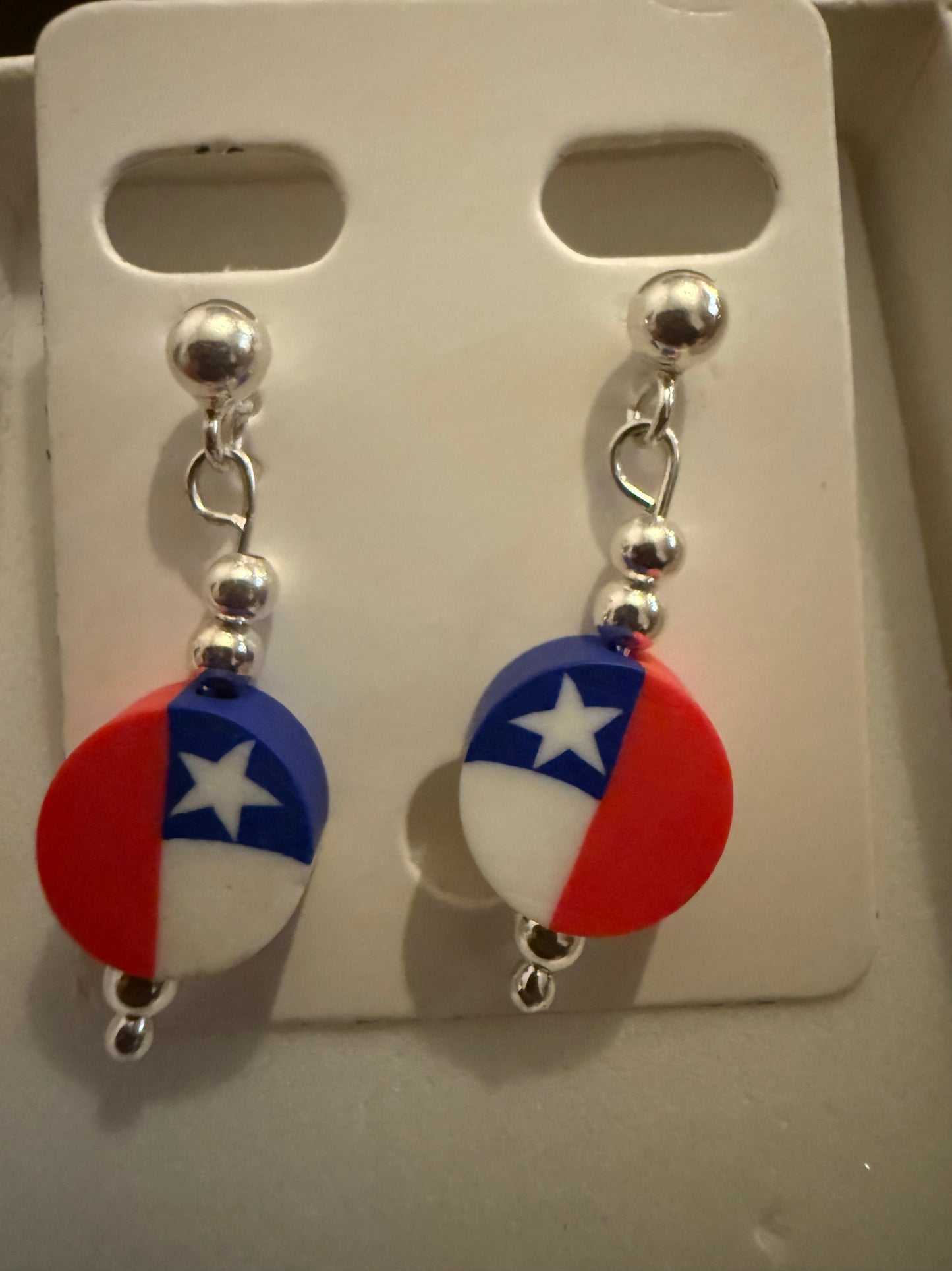 Aros Bandera Chilena de plata y arcilla polimérica
