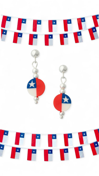 Aros Bandera Chilena de plata y arcilla polimérica